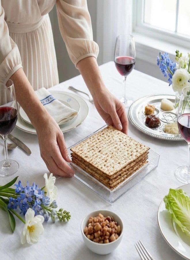 Rite Lite Square Clear Matzah Tray Jerusalem Design with Glitter - Passover Gifts, Passover Matzah Tray, Clear Matzah Tray, Transparent Matzah Tray, Jerusalem Matzah Tray for Passover - Image 2