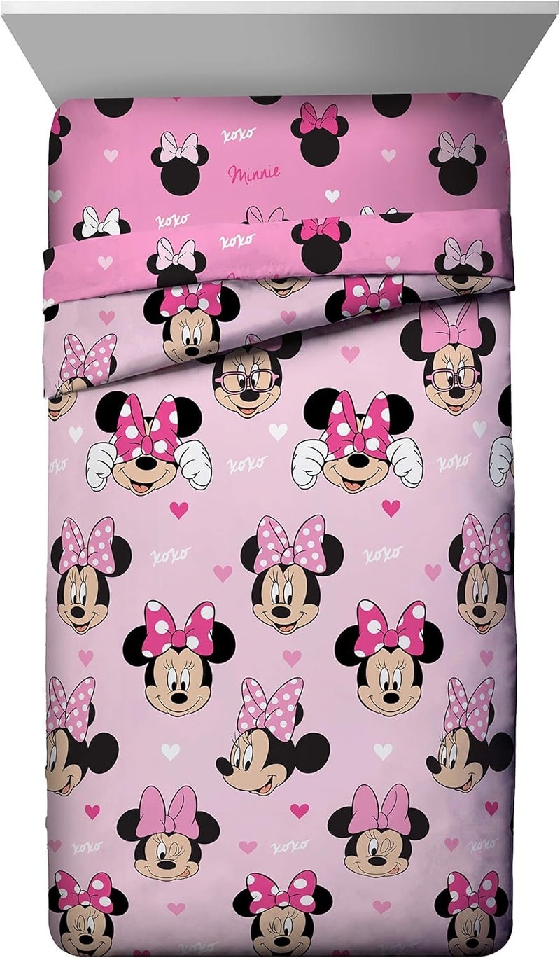Jay Franco Kids Comforter - Super Soft Reversible Bedding Polyester Microfiber Fill, Pink - Minnie Mouse, Twin - Image 1