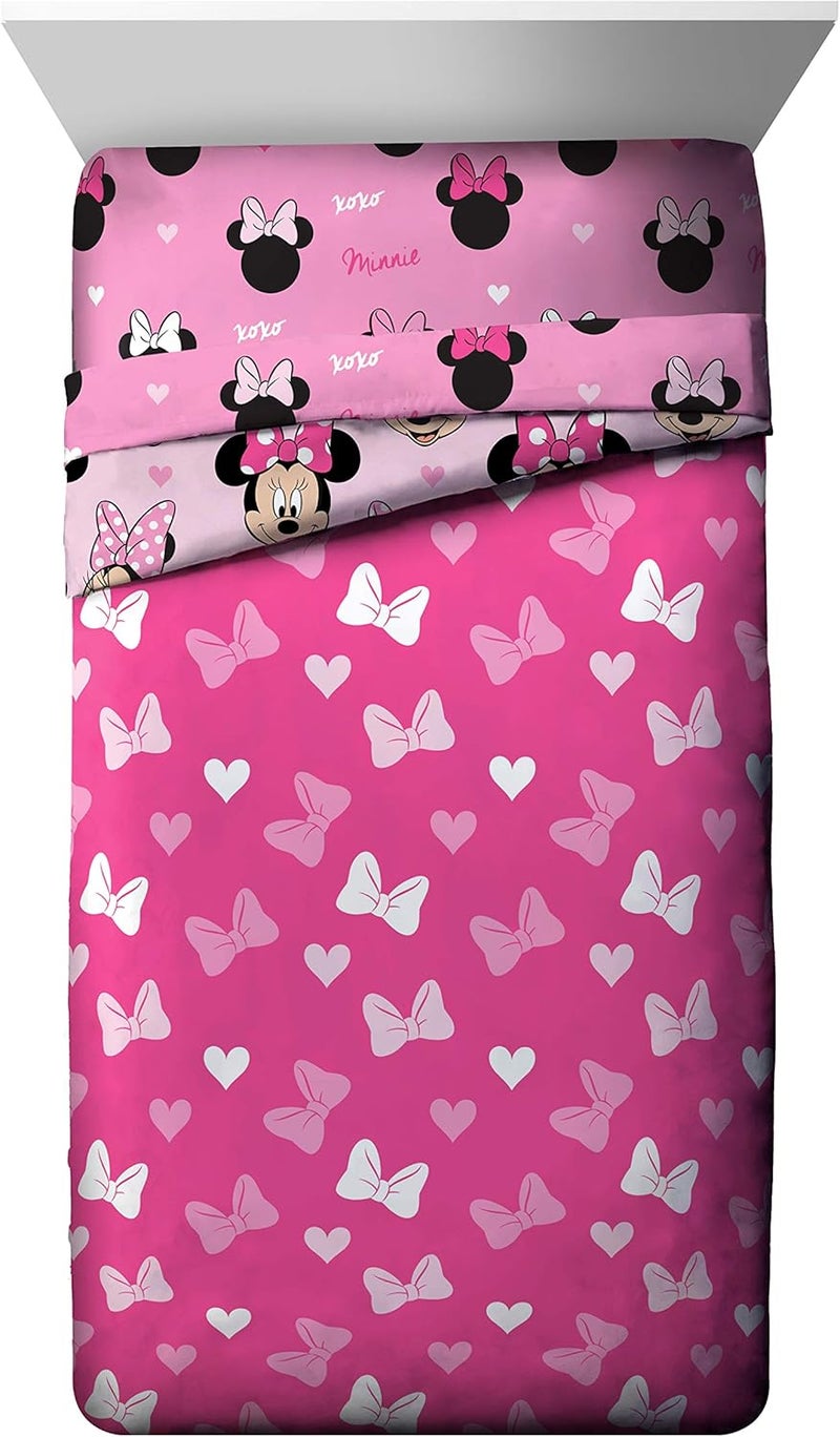 Jay Franco Kids Comforter - Super Soft Reversible Bedding Polyester Microfiber Fill, Pink - Minnie Mouse, Twin - Image 2