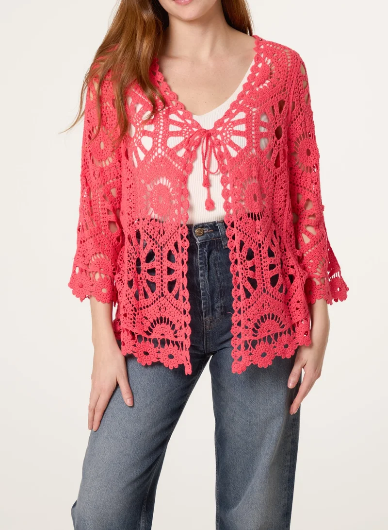 بلو فانيلا Long-Sleeved Crochet Cardigan