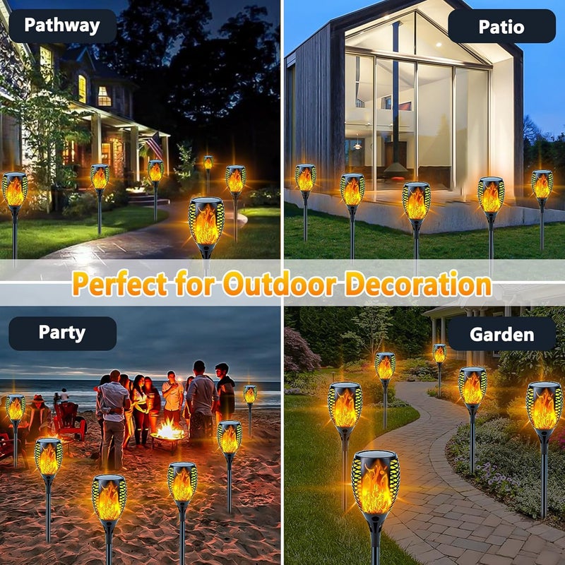 SANJICHA Upgraded 6 Pack Solar Flame Torch Lights with Flickering Flame for Outdoor Decoration - Image 4