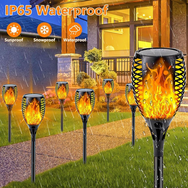 SANJICHA Upgraded 6 Pack Solar Flame Torch Lights with Flickering Flame for Outdoor Decoration - Image 2