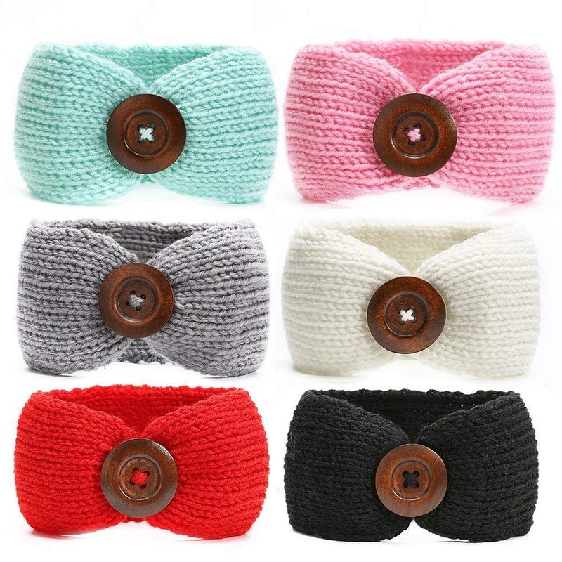 El Regalo 2 PCs Set Woolen Knitting Button Headbands/Turban Head Wrap/Unisex Knitted Hair Band Toddlers & Young Kids (Up to 5 years) for Girls & Boys (Sea Blue & Grey) - Image 5