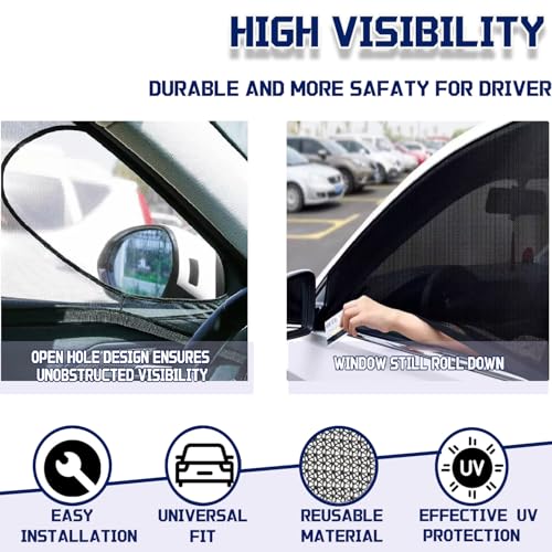 OUTTDID Car Window Screens for Side Windows OUTTDID 4 Pack Side Window Sun ShadesStretchy Mosquito Net Cover Fit Cars SUVs Front Rear - Image 5