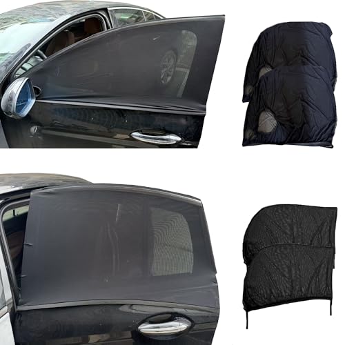 OUTTDID Car Window Screens for Side Windows OUTTDID 4 Pack Side Window Sun ShadesStretchy Mosquito Net Cover Fit Cars SUVs Front Rear - Image 1