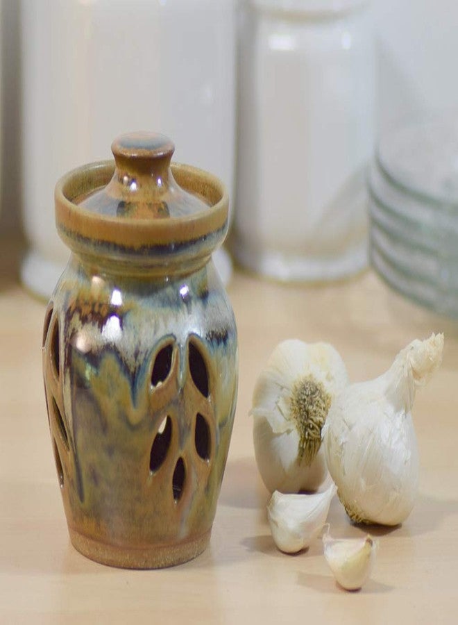 Modern Artisans مجموعة توسكان فارمهاوس: مرطبان لحفظ الثوم من الخزف الحجري، صنع في أمريكا - Image 4