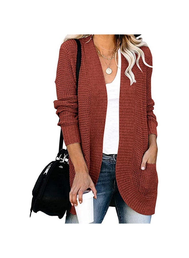 NIBEMINENT Women's Fashion Solid Color Loose Cardigan Sweater Autumn Winter Sweaters Coat Women Long Sleeve V-neck Knitted Sweater Coat Top - Image 1