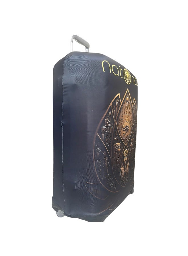 natOnat Travel Luggage Cover Protector - Suitcase Cover - Stretchy, Washable Spandex & Polyester - Protects Against Dirt & Scratches - Egyptian lotus Design - Fits 65-70 CM Height (Large) - Image 3