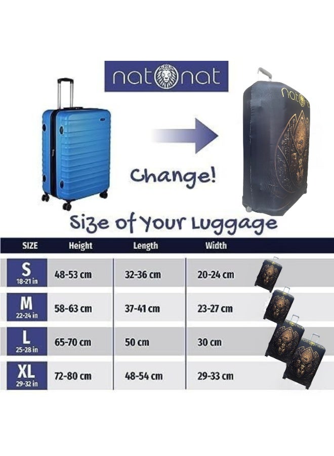 natOnat Travel Luggage Cover Protector - Suitcase Cover - Stretchy, Washable Spandex & Polyester - Protects Against Dirt & Scratches - Egyptian lotus Design - Fits 65-70 CM Height (Large) - Image 5