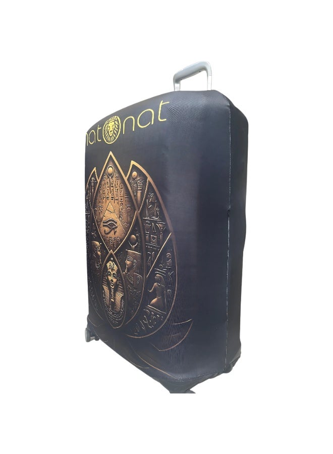 natOnat Travel Luggage Cover Protector - Suitcase Cover - Stretchy, Washable Spandex & Polyester - Protects Against Dirt & Scratches - Egyptian lotus Design - Fits 65-70 CM Height (Large) - Image 2