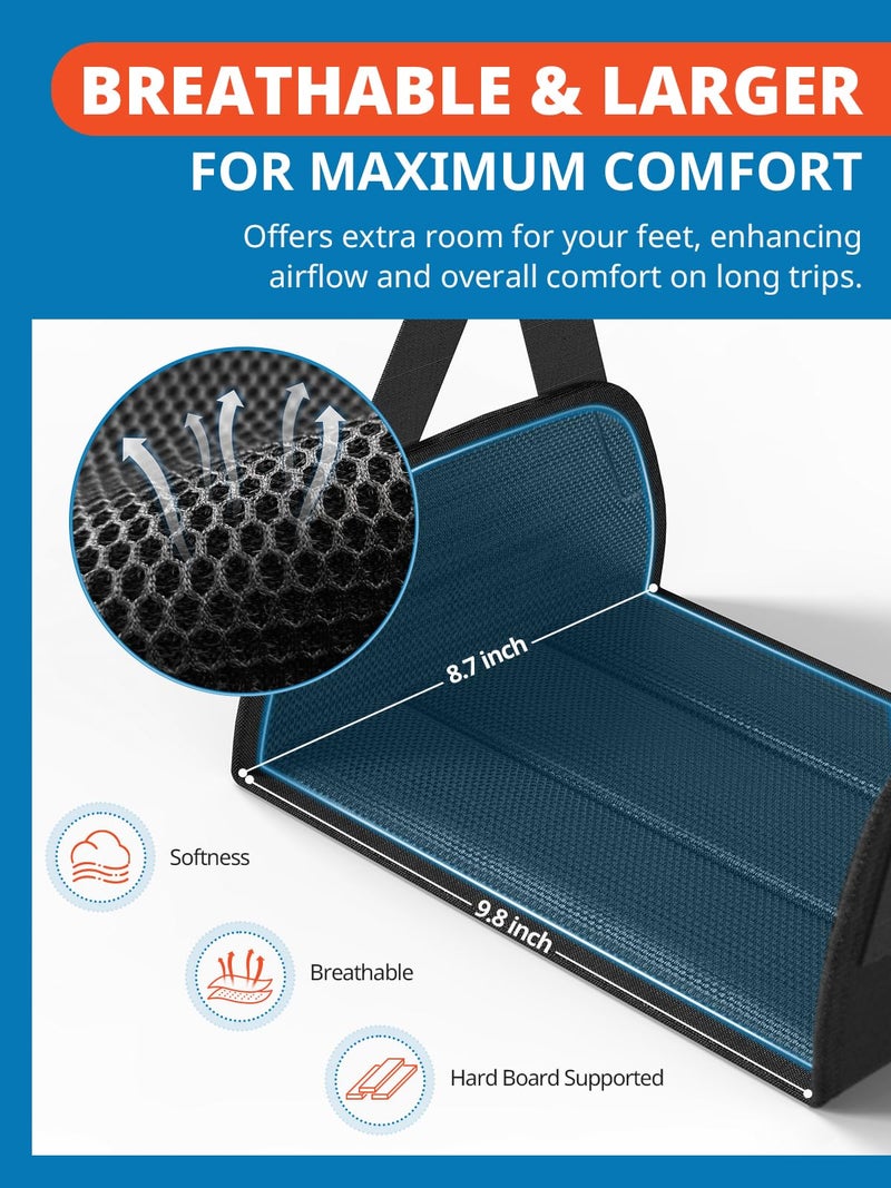 SARISUN 2-Pack Airplane Foot Hammock for Travel, No Collapse Plane Foot Hammock with Wide Hardboard Support, Portable Foot Sling for Under Desk with Adjustable Strap, Carry Bags for Women & Men - Image 4