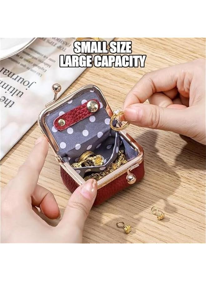 عربست صندوق مجوهرات مصنوع من جلد طبيعي، منظم مجوهرات صغير للنساء، علبة مجوهرات محمولة مستوحاة من الزمن القديم من جلد طبيعي مع قفل قبلي، حافظة مجوهرات صغيرة للسفر (أزرق) - Image 4