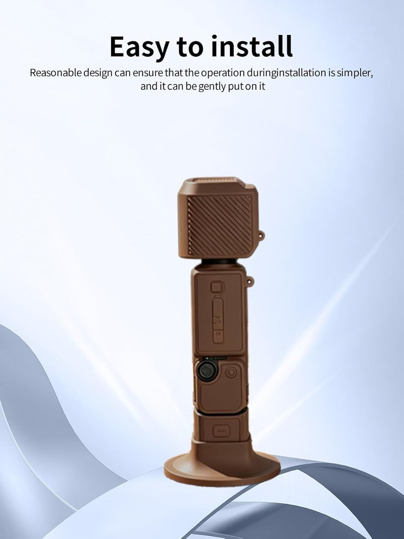 WUNIAK Case for DJI Pocket4,Soft Silicone Protective Portable Scratch Shock Resistant, wear-Resistant, Brown. - Image 4
