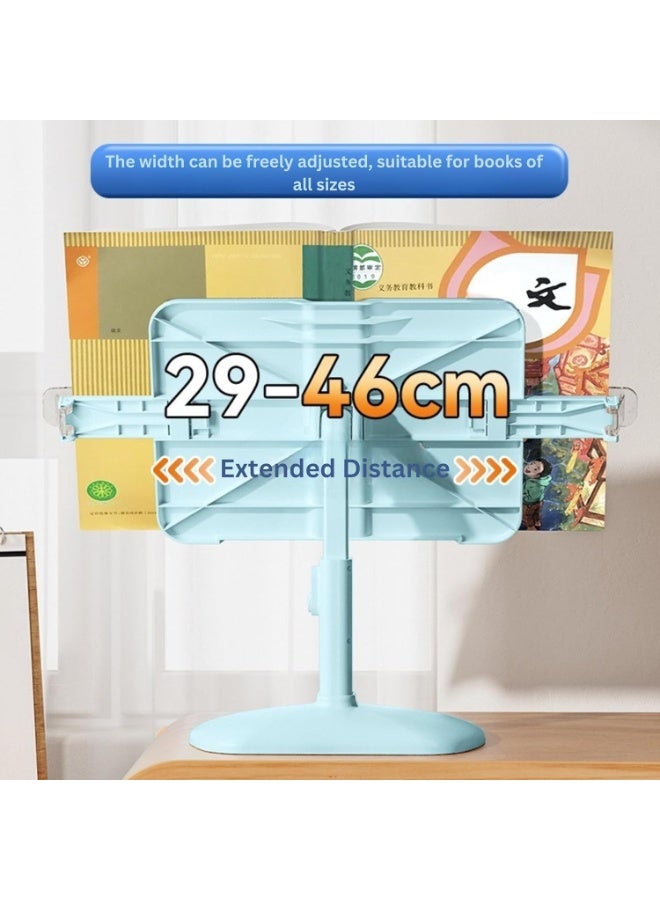 Adjustable Book Stand for Reading – Large Sturdy Desktop Holder with Height & Angle Adjustment, Extendable Width, Non-Slip Base, Hands-Free Study Stand for Students (Blue) - Image 2