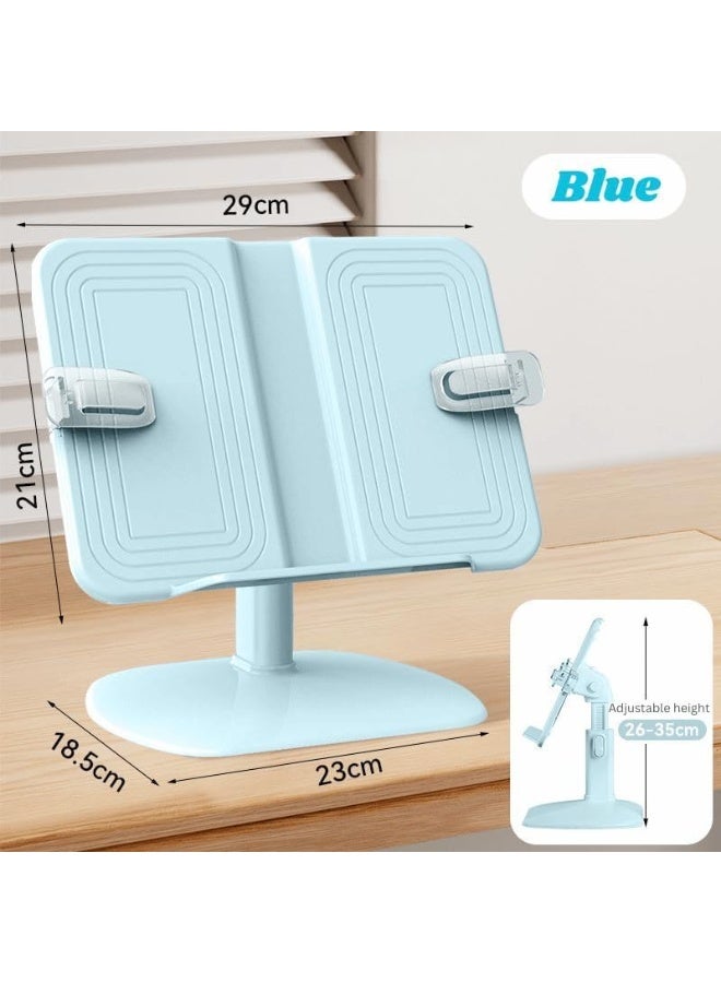 Adjustable Book Stand for Reading – Large Sturdy Desktop Holder with Height & Angle Adjustment, Extendable Width, Non-Slip Base, Hands-Free Study Stand for Students (Blue) - Image 3