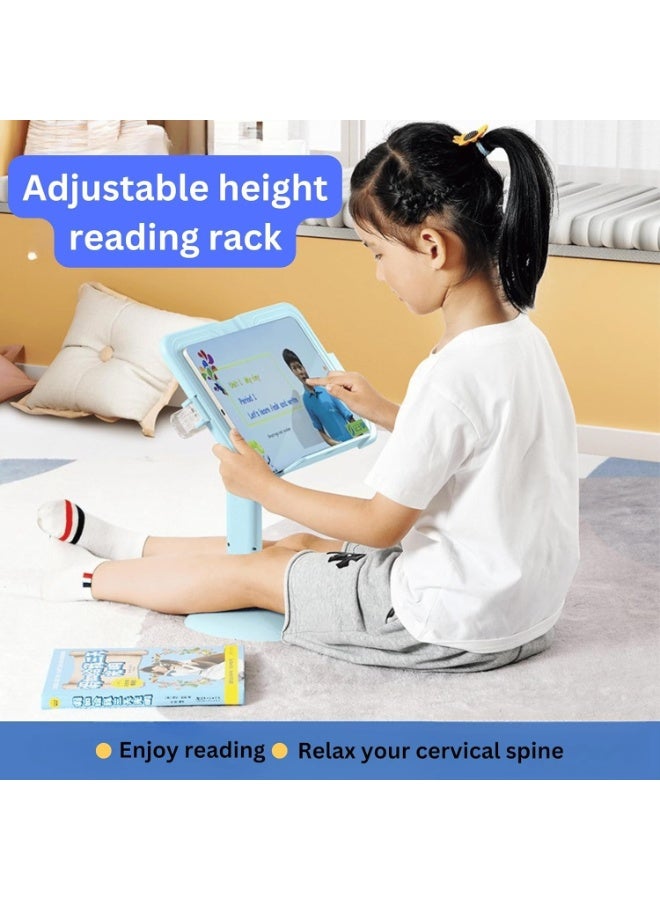 Adjustable Book Stand for Reading – Large Sturdy Desktop Holder with Height & Angle Adjustment, Extendable Width, Non-Slip Base, Hands-Free Study Stand for Students (Blue) - Image 5