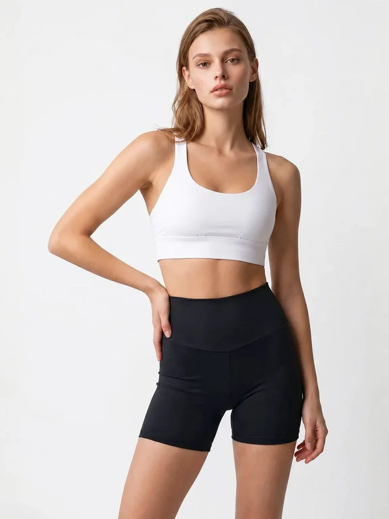 Mixray Black MIXRAY High-Waist Skinny Cycling Shorts for Women | Best Price UAE