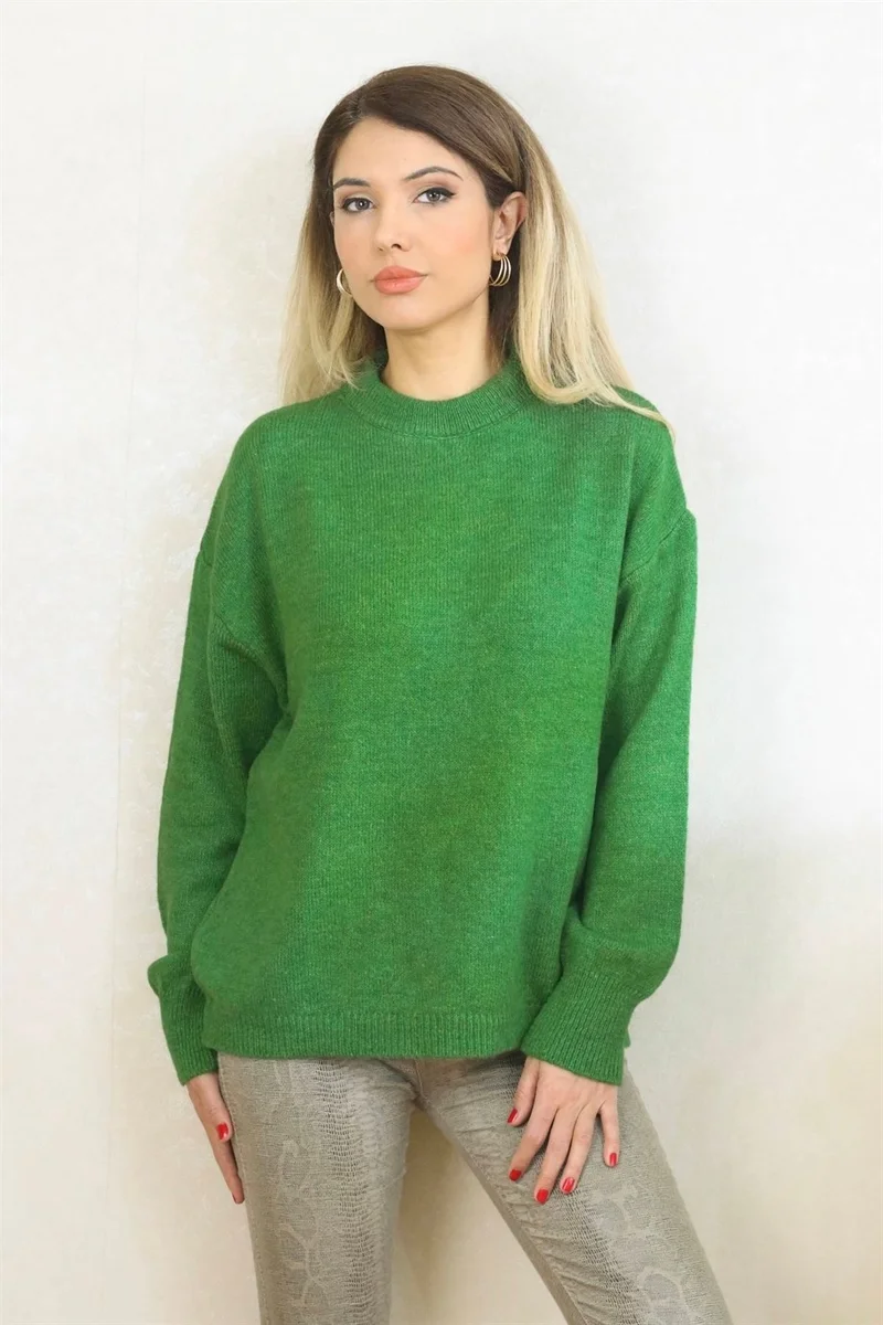 Ritnice Women's Green Oversize Basic Sweater10