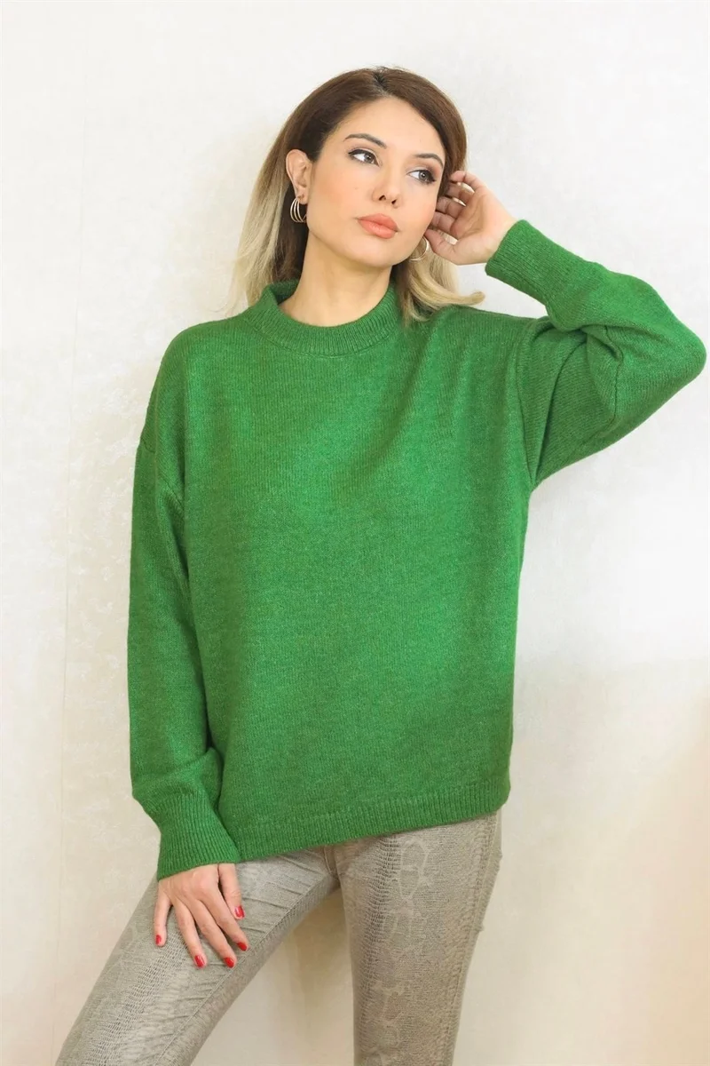 Ritnice Women's Green Oversize Basic Sweater10