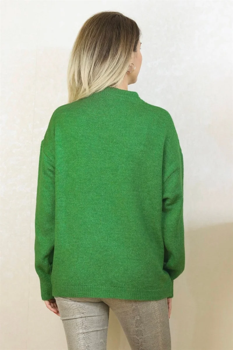 Ritnice Women's Green Oversize Basic Sweater10