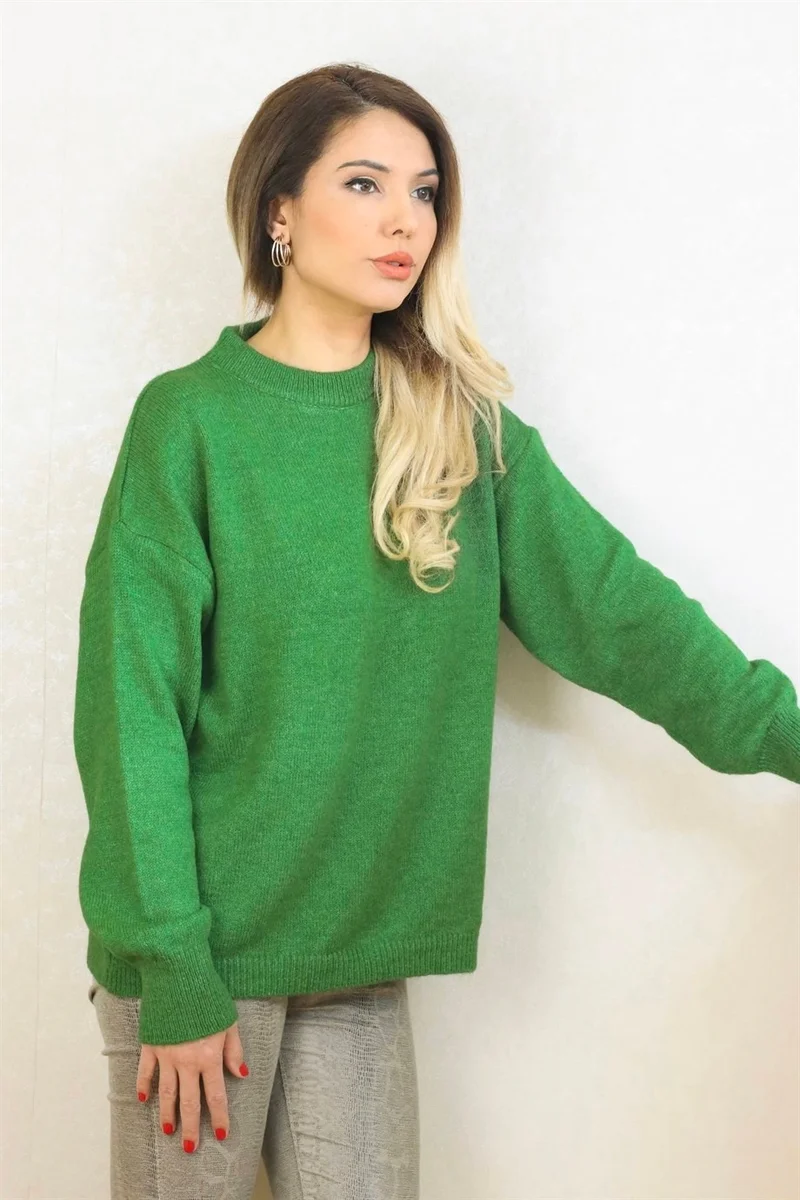 Ritnice Women's Green Oversize Basic Sweater10