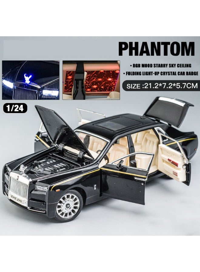هالامودو 1:24 مقياس فانتوم سيارة نموذج لعبة , ضوء فوق سقف السماء النجومية , فتح الأبواب , سبيكة سحب السيارة لعبة السيارة مع الصوت والضوء , هدية للأطفال الفتيان البنات , مجموعة لعبة السيارة , أسود , 21.2 * 7.2 * 5.7 سم - Image 1