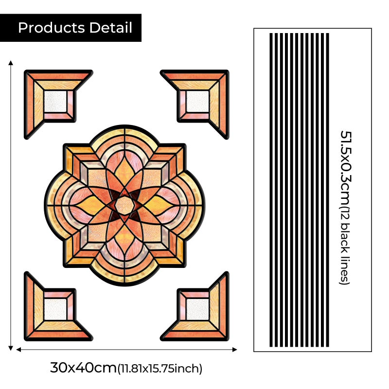 ADD.HERES Window Stickers, â€ŒStained Glass Window Privacy Film, UV Blocking Static Cling for Home Kitchen Office Bathroom, Spessart, 11.87" X 15.7" - Image 2