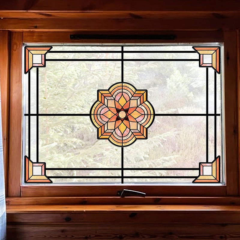 ADD.HERES Window Stickers, â€ŒStained Glass Window Privacy Film, UV Blocking Static Cling for Home Kitchen Office Bathroom, Spessart, 11.87" X 15.7" - Image 1