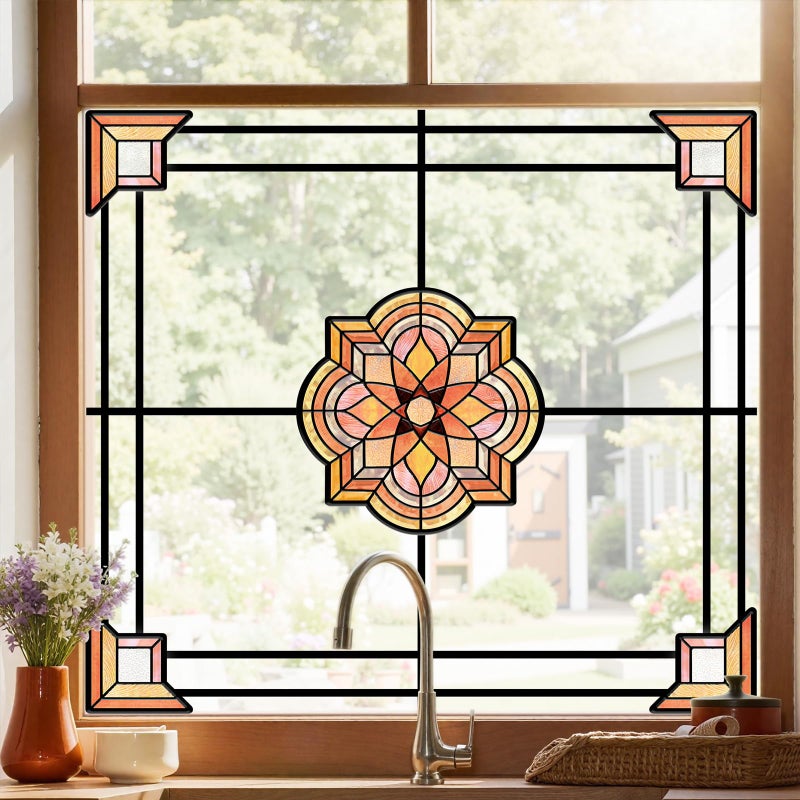 ADD.HERES Window Stickers, â€ŒStained Glass Window Privacy Film, UV Blocking Static Cling for Home Kitchen Office Bathroom, Spessart, 11.87" X 15.7" - Image 5