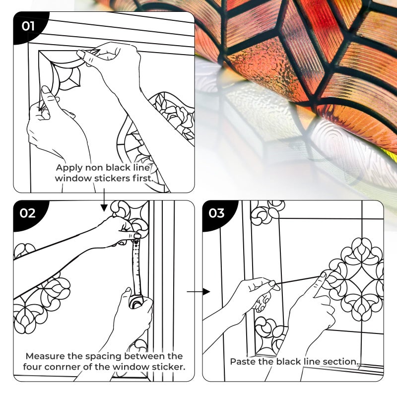 ADD.HERES Window Stickers, â€ŒStained Glass Window Privacy Film, UV Blocking Static Cling for Home Kitchen Office Bathroom, Spessart, 11.87" X 15.7" - Image 4