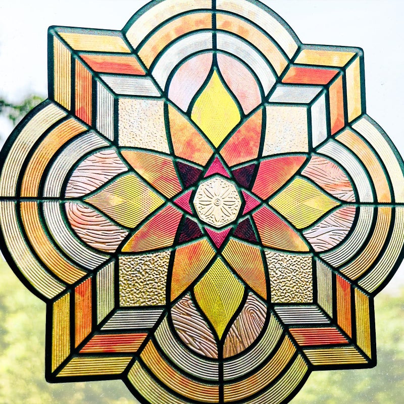ADD.HERES Window Stickers, â€ŒStained Glass Window Privacy Film, UV Blocking Static Cling for Home Kitchen Office Bathroom, Spessart, 11.87" X 15.7" - Image 3