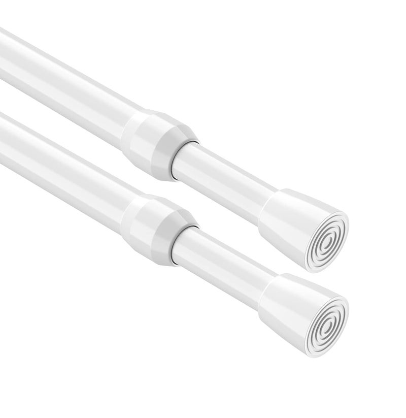 MEXAU 2Pack Tension Curtain Rod 2639 inch Spring Tension Curtain Rod White Adjustable Spring Rod Extendable Tension Rod for Kitchen Bathroom Window BookshelfCloset