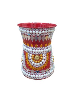 BANI THANI BANI THANI Original Stainless Steel Griha Pravesh Moti Kundan Decorative Kalash Hand Crafted Payali Maap Empty Rice Pot for Bride Entry at Home Moti Work Payali 