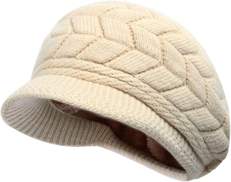 HINDAWI Women Winter Warm Knit Hat Wool Snow Ski Caps with Visor - Image 2