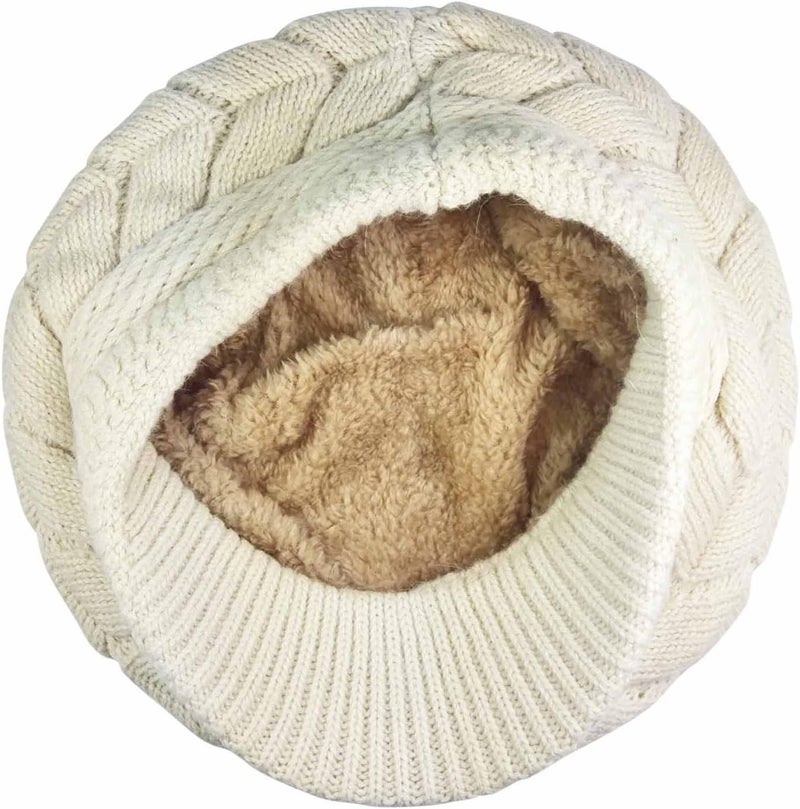 HINDAWI Women Winter Warm Knit Hat Wool Snow Ski Caps with Visor - Image 3