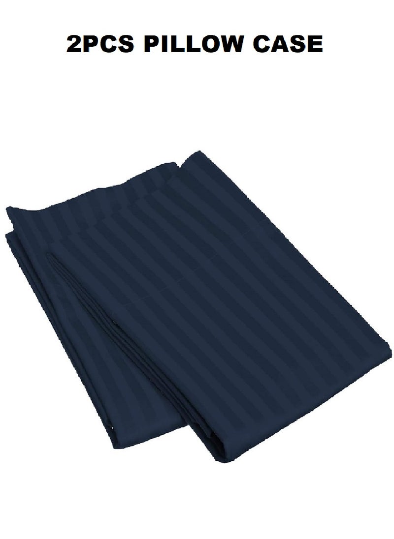 Blueberry - Premium Quality Striped Bed Sheet Sets 100% Cotton 3 Piece Set Deep Pocket 180x200+20cm - Image 1