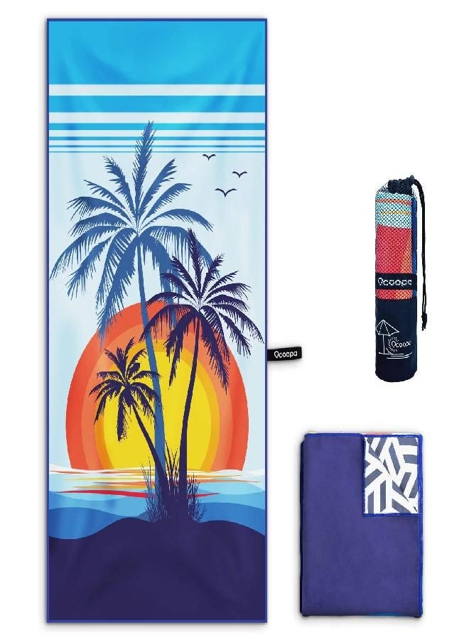 OCOOPA OCOOPA Microfiber Beach Towel Fast Drying, Extra Large 71" x 32" Sand Free Beach Towel Super Lightweight Towels for Swimming Pool, Camping, Picnic, Yoga Gym Sports  - Image 1