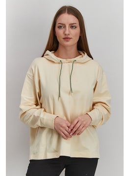 PUMA Women Hooded With Drawstring Long Sleeve Sweatshirt, Cream  - Image 1