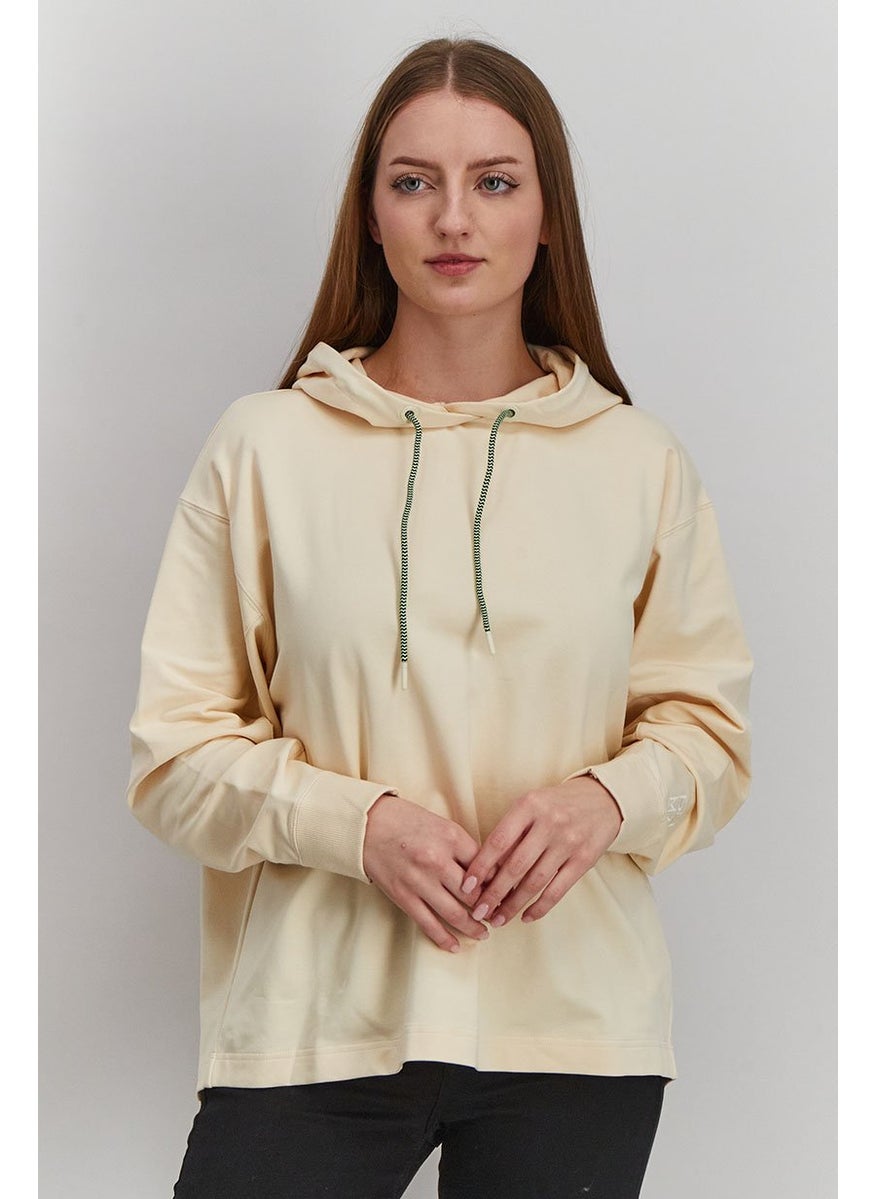 PUMA Women Hooded With Drawstring Long Sleeve Sweatshirt, Cream  - Image 1