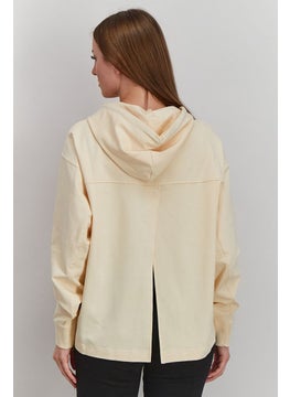 PUMA Women Hooded With Drawstring Long Sleeve Sweatshirt, Cream  - Image 4