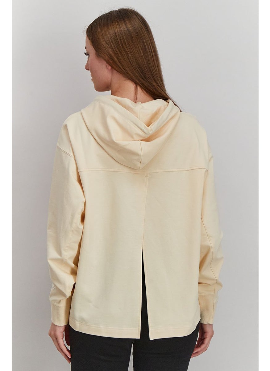 PUMA Women Hooded With Drawstring Long Sleeve Sweatshirt, Cream  - Image 4