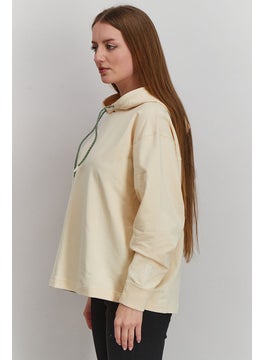 PUMA Women Hooded With Drawstring Long Sleeve Sweatshirt, Cream  - Image 2