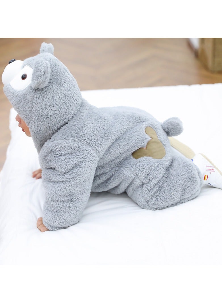 Loquat Infant Autumn And Winter Hooded And Thickened Jumpsuit 
