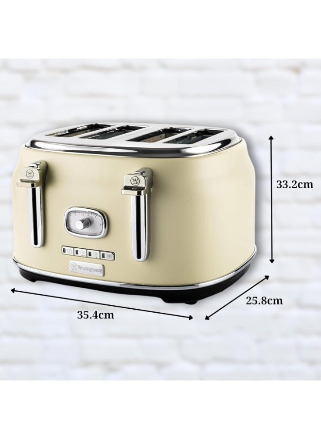Westinghouse Retro 4-Slice Toaster - Six Adjustable Browning Levels - with Self Centering Function & Crumb Tray - Including Warm Rack for Bread, Bagels, Sandwiches, & Croissants - White - Image 3