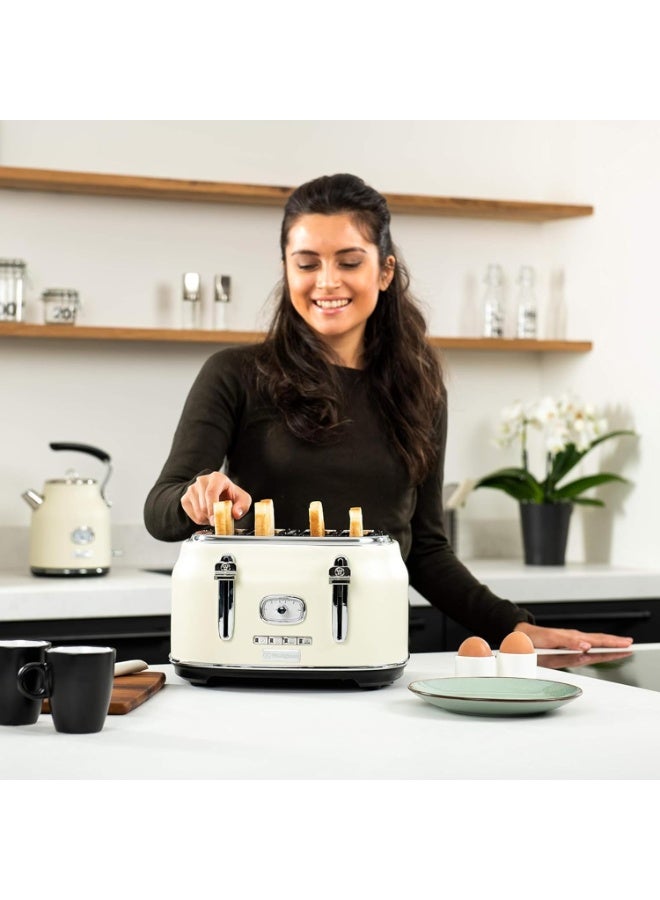 Westinghouse Retro 4-Slice Toaster - Six Adjustable Browning Levels - with Self Centering Function & Crumb Tray - Including Warm Rack for Bread, Bagels, Sandwiches, & Croissants - White - Image 2