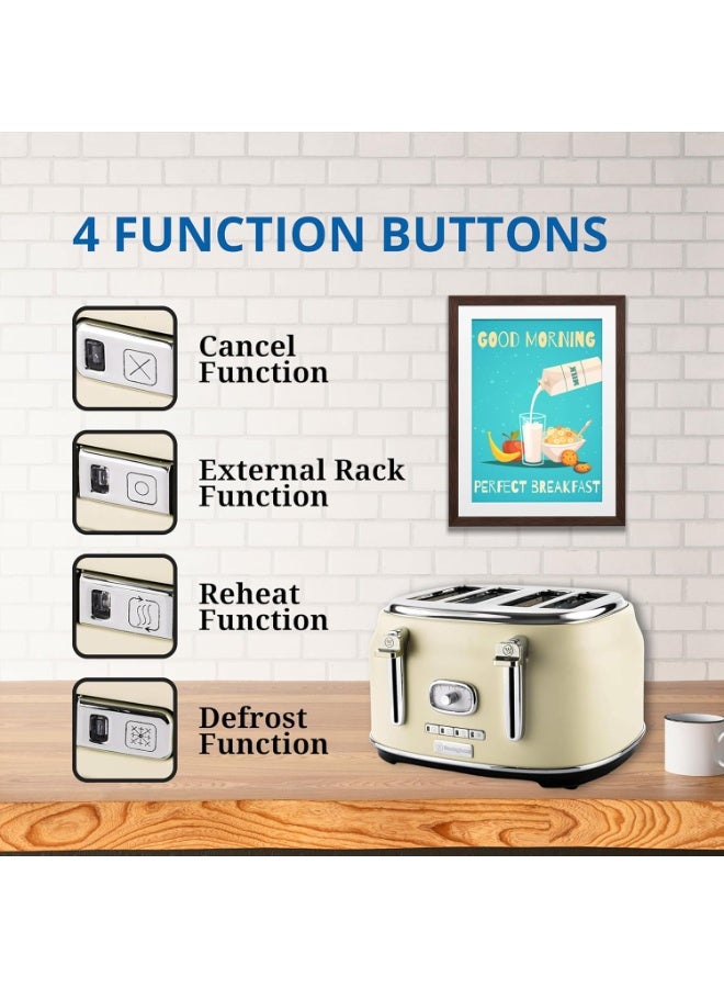 Westinghouse Retro 4-Slice Toaster - Six Adjustable Browning Levels - with Self Centering Function & Crumb Tray - Including Warm Rack for Bread, Bagels, Sandwiches, & Croissants - White - Image 5