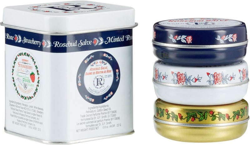 Rosebud Salve مجموعة بلسم الشفاه من سميث - نكهات الورد المنعش، الفراولة، وورد البراعم - Image 4