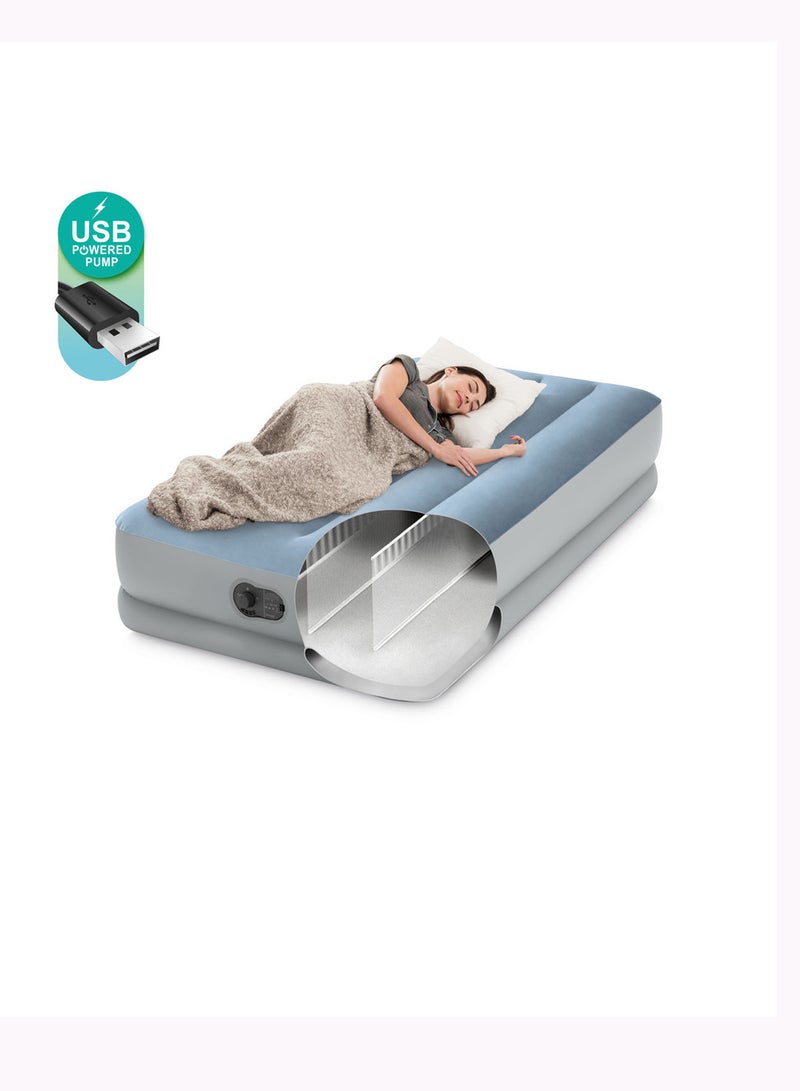 INTEX Twin Dura-Beam Comfort Airbed with FastFill USB Pump - Image 1