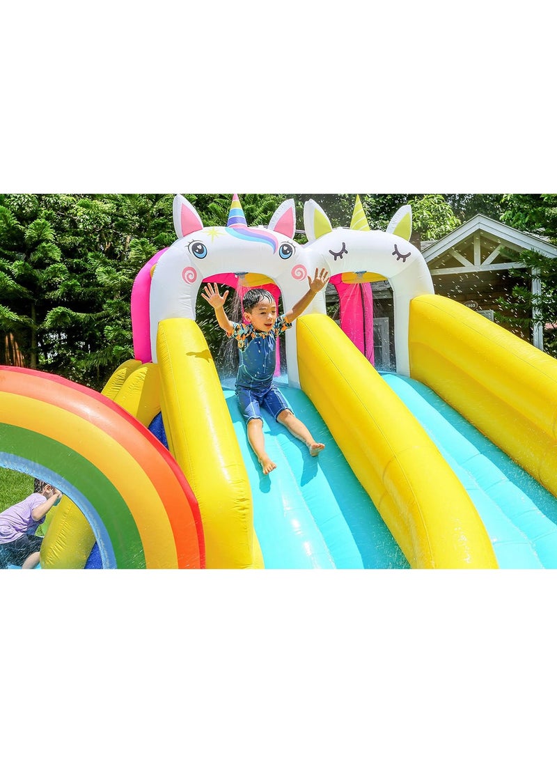 Inflatable Twin Water Slide With Bouncer for Kids Outdoor Play unicorn twin slide  - Image 5
