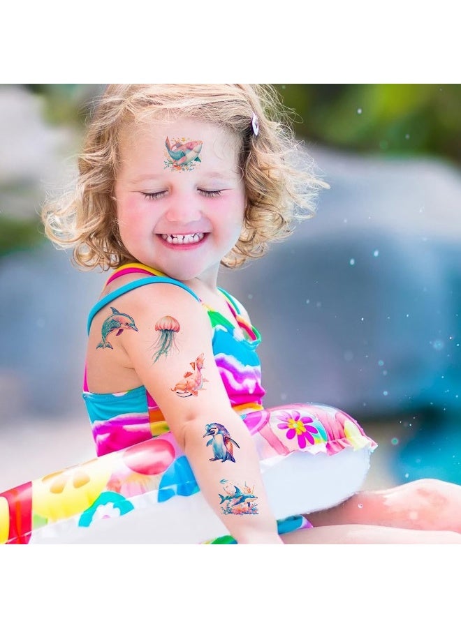 HANNEA® 10 Pcs Marine-Themed Temporary Tattoos Stickers for Kids, Waterproof Colorful Cute Fake Tattoos Set, Easy to Apply & Remove, Decorative Tattoos for Arm Face Hands - Image 4
